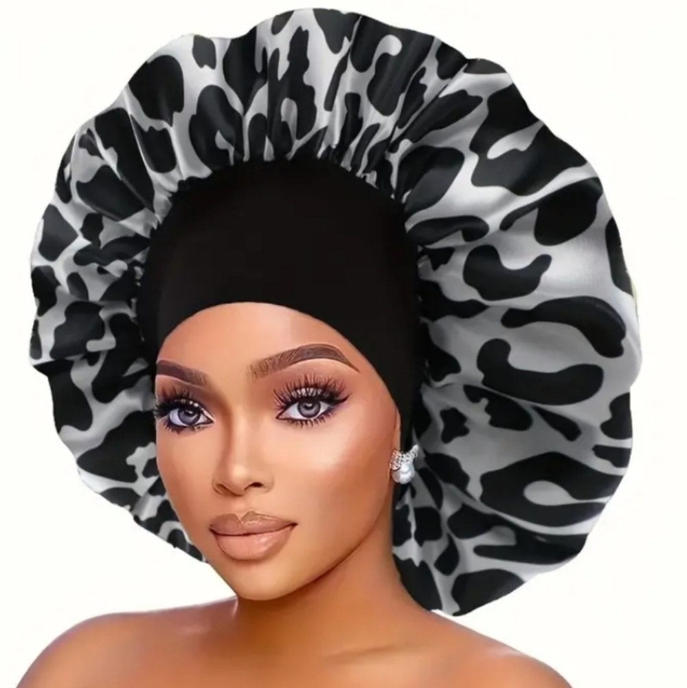 Leopard Print Silky Satin Hair Bonnet